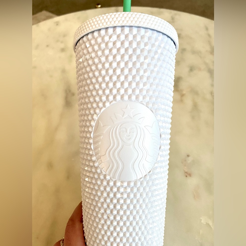 Starbucks White Pearl Bling Studded 24 oz Venti Cold Cup Tumbler